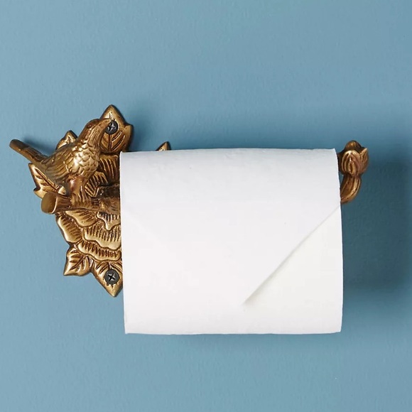 Anthropologie everlee toilet paper gold bird holder new - Picture 1 of 4